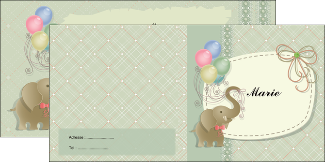 modele depliant 2 volets  4 pages  elephant gris ballons MIFBE13873