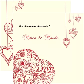 personnaliser modele de flyers coeur roses mariage MLIGLU14007