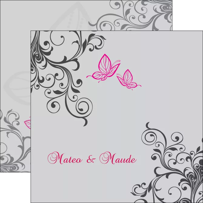 faire flyers part de mariage floral gris carte de mariage en fleur MIFBE14975