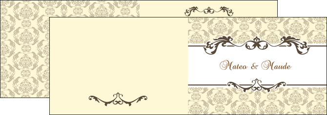 imprimerie depliant 2 volets  4 pages  part de mariage floral gris carte de mariage en fleur MLIG16563