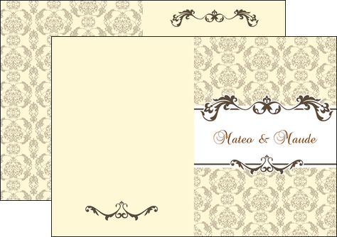 modele en ligne depliant 2 volets  4 pages  part de mariage floral gris carte de mariage en fleur MLIG16565