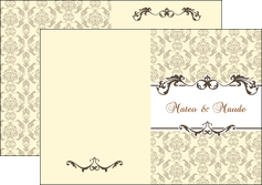 modele en ligne depliant 2 volets  4 pages  part de mariage floral gris carte de mariage en fleur MIDBE16565