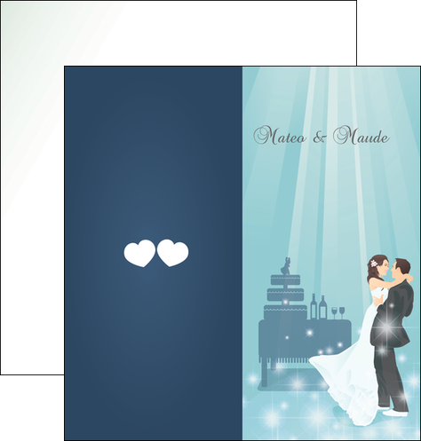 maquette en ligne a personnaliser depliant 2 volets  4 pages  mariage marier marie MMIF16647
