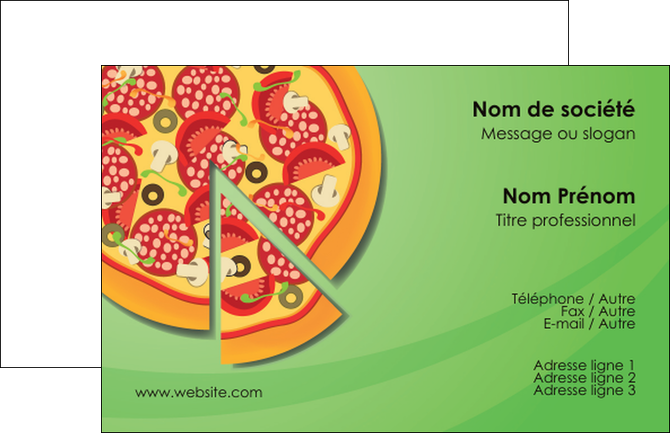 modele carte de visite pizzeria et restaurant italien pizza portions de pizza plateau de pizza MIFBE18285