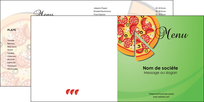 faire depliant 2 volets  4 pages  pizzeria et restaurant italien pizza portions de pizza plateau de pizza MIF18291