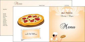 exemple depliant 2 volets  4 pages  pizzeria et restaurant italien pizza portions de pizza plateau de pizza MMIF18391