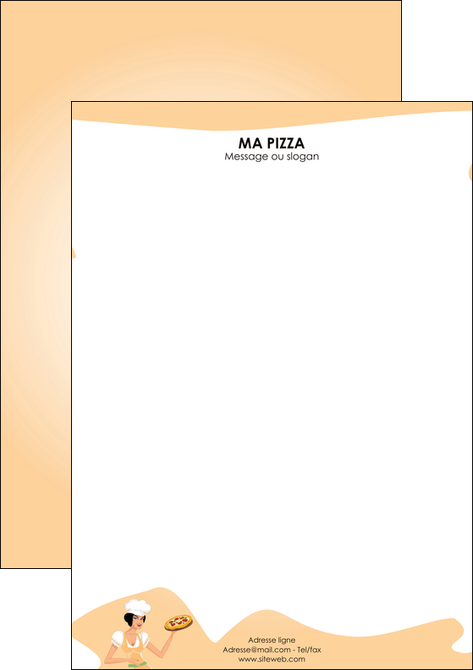 creation graphique en ligne tete de lettre pizzeria et restaurant italien pizza portions de pizza plateau de pizza MIS18395