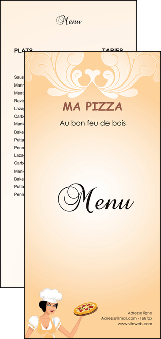 imprimerie flyers pizzeria et restaurant italien pizza portions de pizza plateau de pizza MIS18403