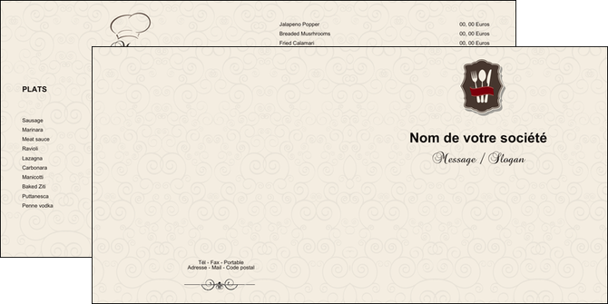 creation graphique en ligne depliant 2 volets  4 pages  restaurant restaurant restauration menu carte restaurant MIFBE18411