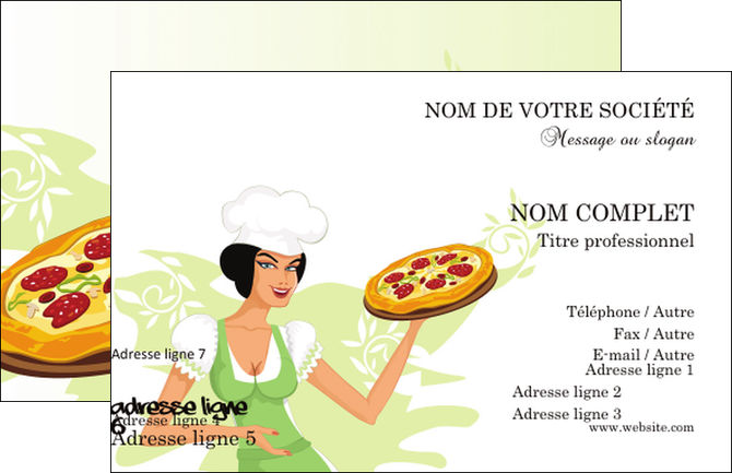 exemple carte de visite pizzeria et restaurant italien pizza plateau plateau de pizza MMIF18445
