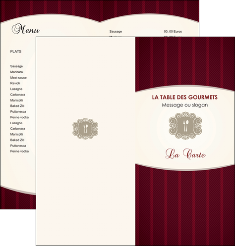 impression depliant 2 volets  4 pages  restaurant restaurant restauration menu carte restaurant MIF18507