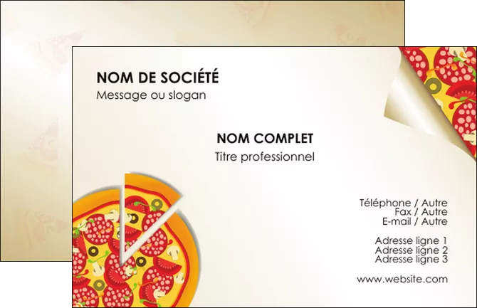 imprimerie carte de visite pizzeria et restaurant italien pizza portions de pizza plateau de pizza MLGI18555
