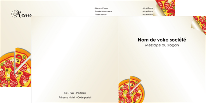 maquette en ligne a personnaliser depliant 2 volets  4 pages  pizzeria et restaurant italien pizza portions de pizza plateau de pizza MLGI18561
