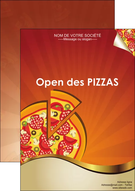 exemple affiche pizzeria et restaurant italien pizza portions de pizza plateau de pizza MLGI18571