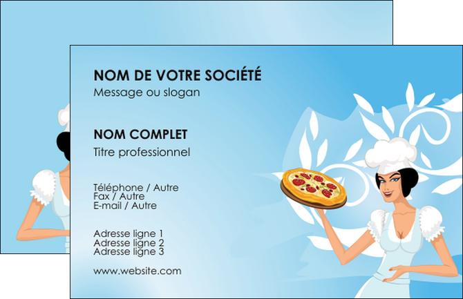 exemple carte de visite pizzeria et restaurant italien pizza portions de pizza plateau de pizza MIFBE18597