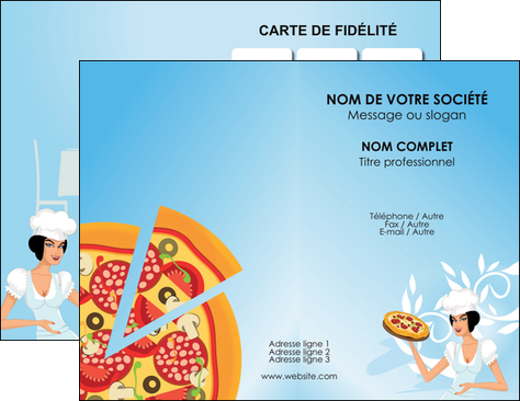 imprimerie carte de visite pizzeria et restaurant italien pizza portions de pizza plateau de pizza MIF18601