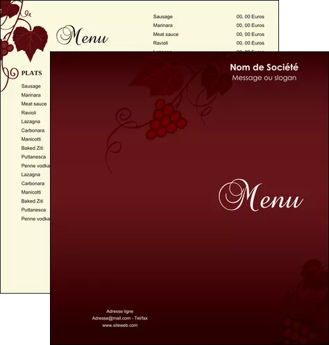 creer modele en ligne depliant 2 volets  4 pages  vin commerce et producteur vin vigne vignoble MIFBE18795