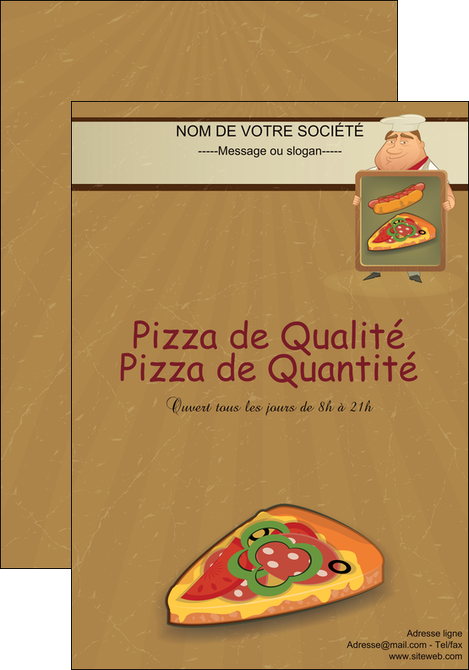 modele affiche sandwicherie et fast food pizza portions de pizza plateau de pizza MMIF18907