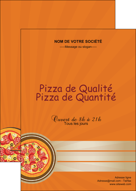 maquette en ligne a personnaliser flyers pizzeria et restaurant italien pizza portions de pizza plateau de pizza MIFBE18991