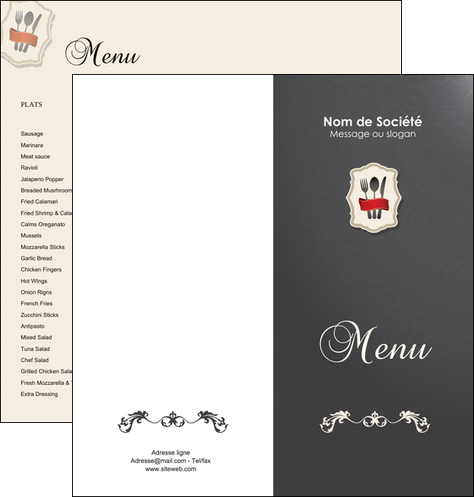 faire depliant 2 volets  4 pages  restaurant restaurant restauration restaurateur MLIG19067