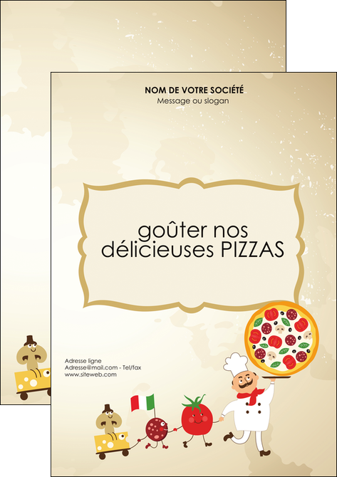 maquette en ligne a personnaliser flyers pizzeria et restaurant italien pizza pizzeria pizzaiolo MLIGCH19257