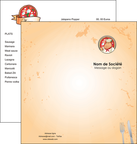 creer modele en ligne depliant 2 volets  4 pages  pizzeria et restaurant italien pizza plateau plateau de pizza MIDBE19411
