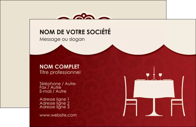 realiser carte de visite metiers de la cuisine restaurant restauration pictogramme pour restaurant MIFBE19441