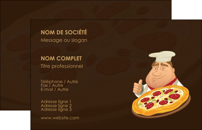 personnaliser maquette carte de visite pizzeria et restaurant italien pizza plateau plateau de pizza MIFBE19489