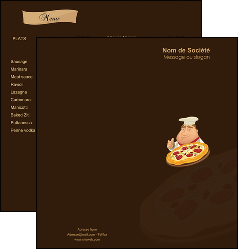 faire modele a imprimer depliant 2 volets  4 pages  pizzeria et restaurant italien pizza plateau plateau de pizza MIF19507