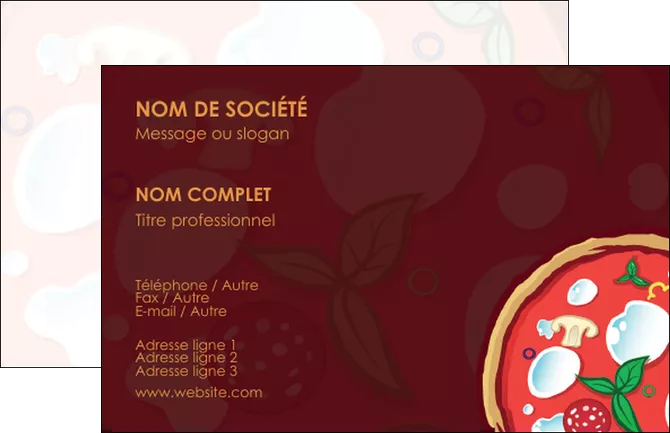 creation graphique en ligne carte de visite pizzeria et restaurant italien pizza plateau plateau de pizza MIFBE19651