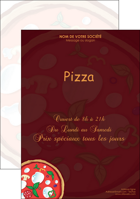 maquette en ligne a personnaliser flyers pizzeria et restaurant italien pizza plateau plateau de pizza MIS19663