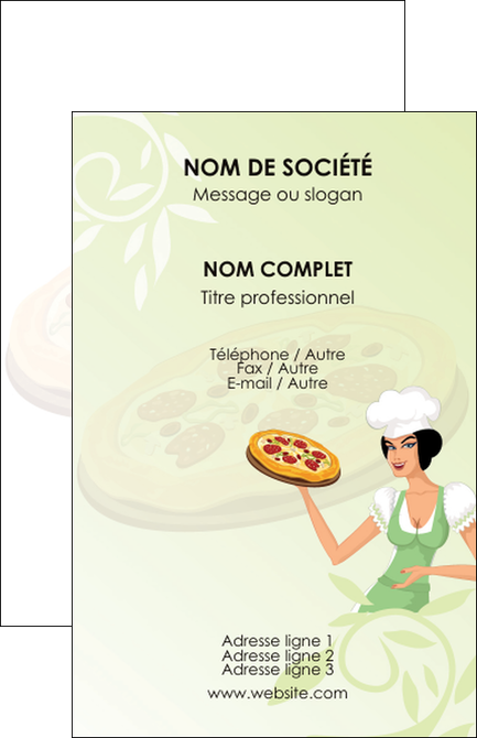 modele carte de visite pizzeria et restaurant italien pizza plateau plateau de pizza MIFLU19769