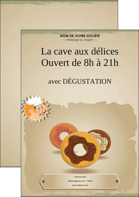 personnaliser modele de affiche creperie et glacier donut donut aux chocolats patisserie MIFBE20091