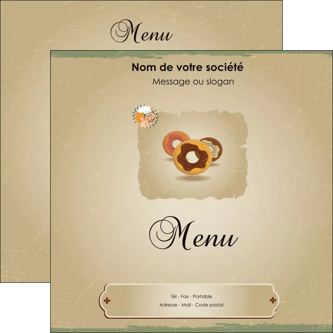 imprimer flyers creperie et glacier donut donut aux chocolats patisserie MLIGLU20099