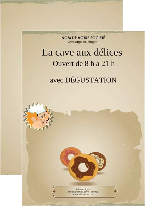 personnaliser maquette flyers creperie et glacier donut donut aux chocolats patisserie MLIGLU20109
