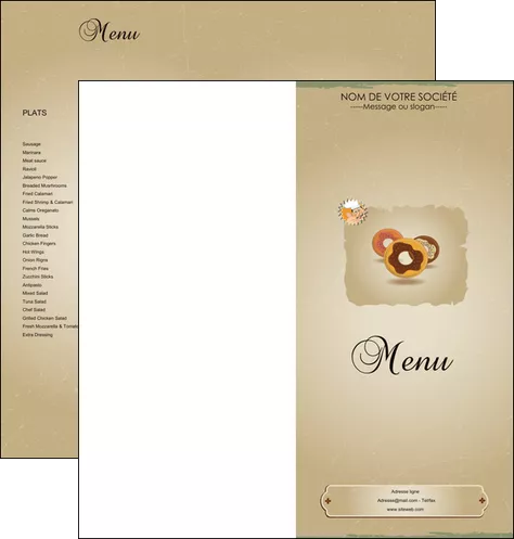 personnaliser modele de depliant 2 volets  4 pages  creperie et glacier donut donut aux chocolats patisserie MIFLU20113
