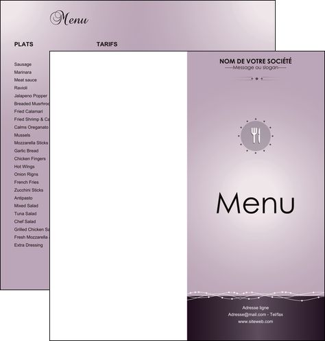 imprimerie depliant 2 volets  4 pages  restaurant restaurant restauration restaurateur MIFCH20147