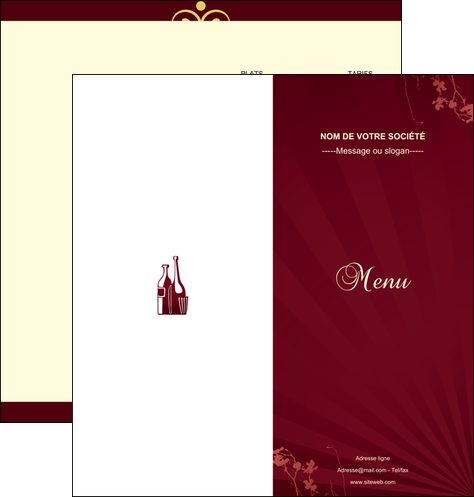 imprimer depliant 2 volets  4 pages  vin commerce et producteur vin bouteille de vin verres de vin MLIGLU20359