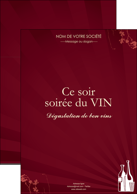 maquette en ligne a personnaliser affiche vin commerce et producteur vin bouteille de vin verres de vin MIFCH20361