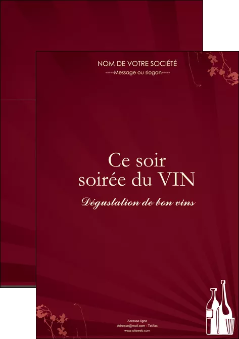 maquette en ligne a personnaliser affiche vin commerce et producteur vin bouteille de vin verres de vin MIFBE20361