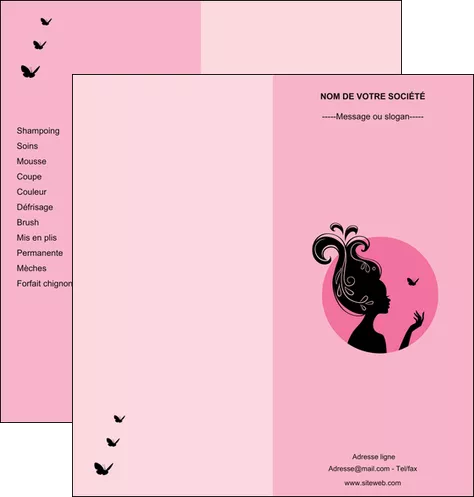 faire depliant 2 volets  4 pages  cosmetique coiffure coiffeur coiffeuse MIFLU21149
