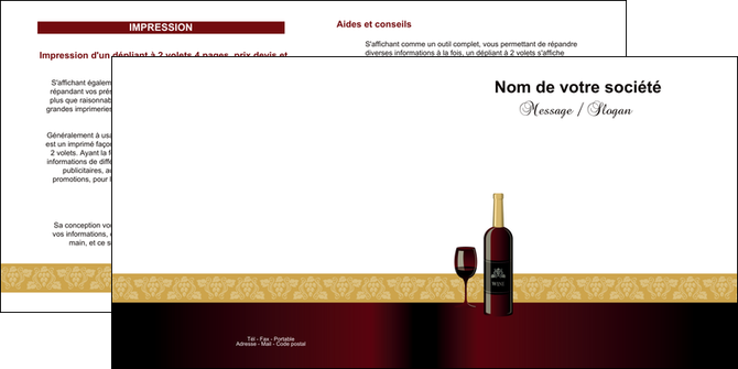 creation graphique en ligne depliant 2 volets  4 pages  vin commerce et producteur vin vignoble bouteille de vin MIS23281
