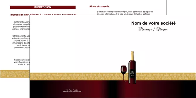 creation graphique en ligne depliant 2 volets  4 pages  vin commerce et producteur vin vignoble bouteille de vin MLGI23281