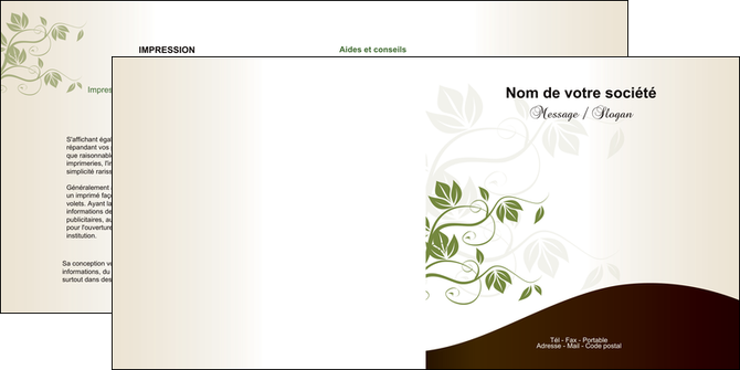 imprimerie depliant 2 volets  4 pages  fleuriste et jardinage feuilles feuilles vertes nature MIDBE23609