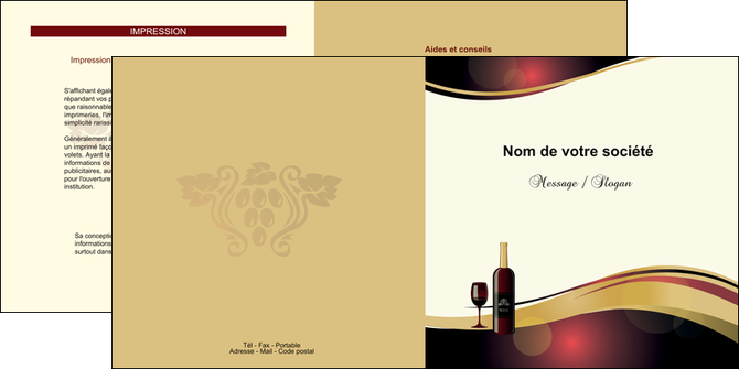 imprimer depliant 2 volets  4 pages  vin commerce et producteur vin vignoble bouteille de vin MLIGCH24285
