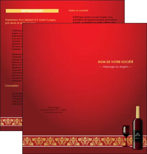 cree depliant 2 volets  4 pages  vin commerce et producteur vin vignoble bouteille de vin MID25249