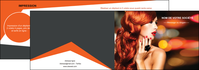 creation graphique en ligne depliant 2 volets  4 pages  centre esthetique  coiffure coiffeur coiffeuse MIFCH25461
