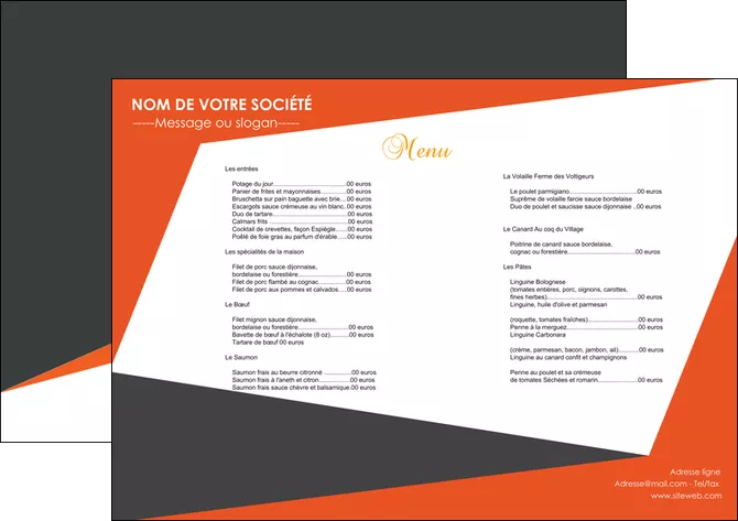 modele en ligne set de table metiers de la cuisine menu restaurant gastronomie MLGI25745