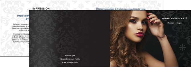 personnaliser modele de depliant 2 volets  4 pages  cosmetique coiffure salon salon de coiffure MLIG26051