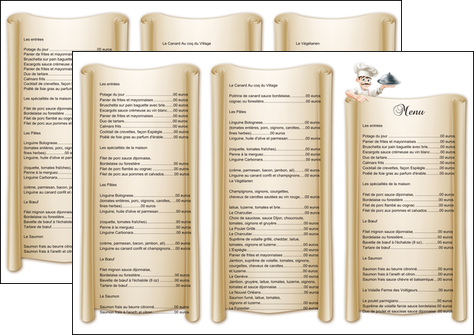 impression depliant 3 volets  6 pages  metiers de la cuisine menu restaurant restaurant francais MIS26145